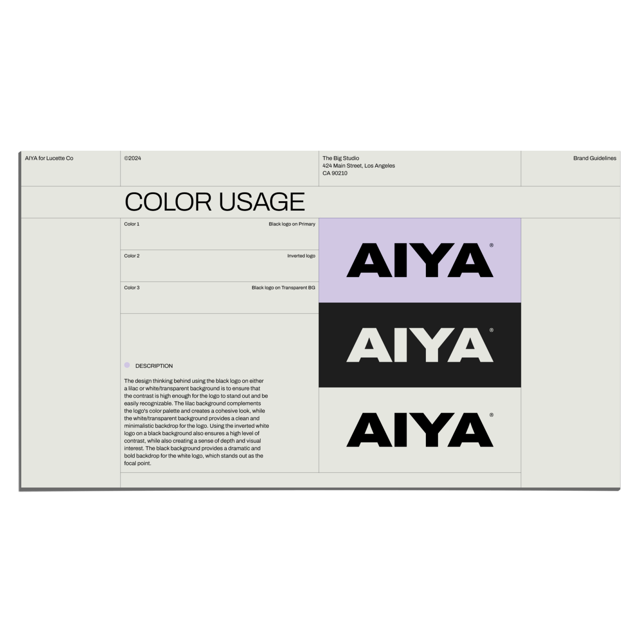 AIYA Brand Guidelines - Studio Standard