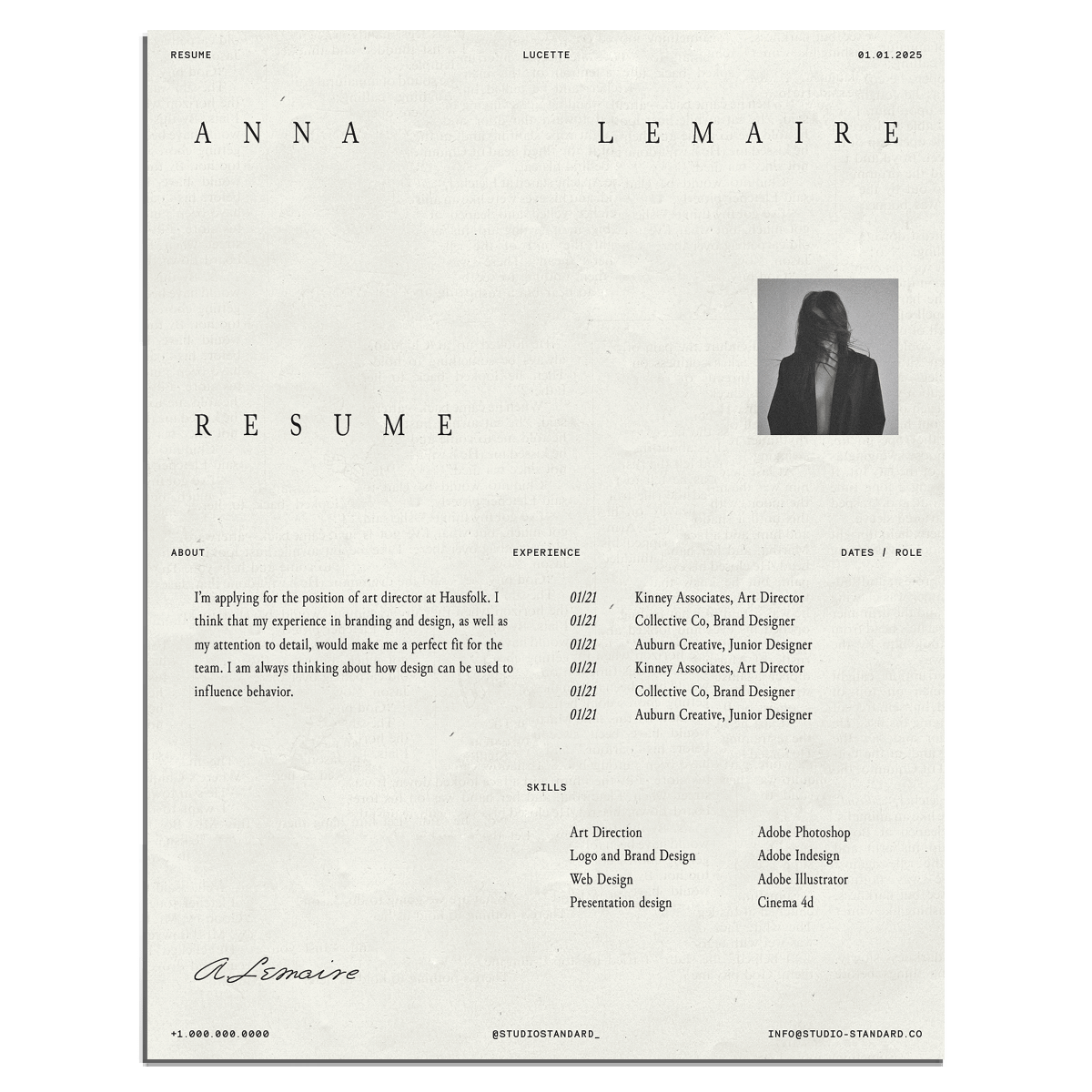 Lucette Resume Kit - Studio Standard