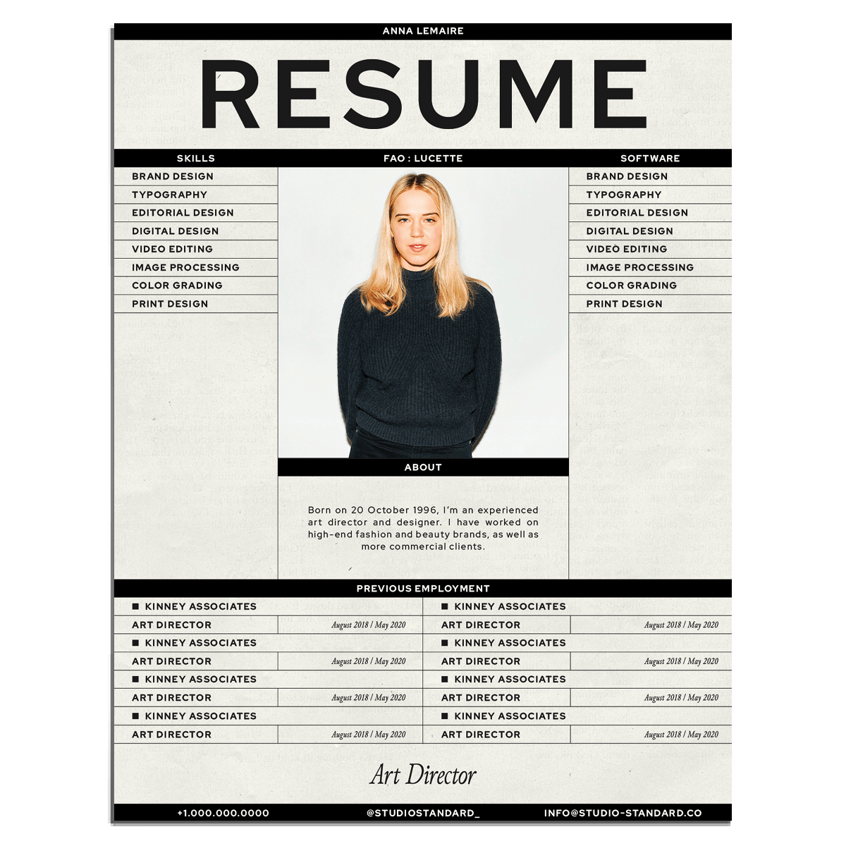 Lucette Resume Kit - Studio Standard