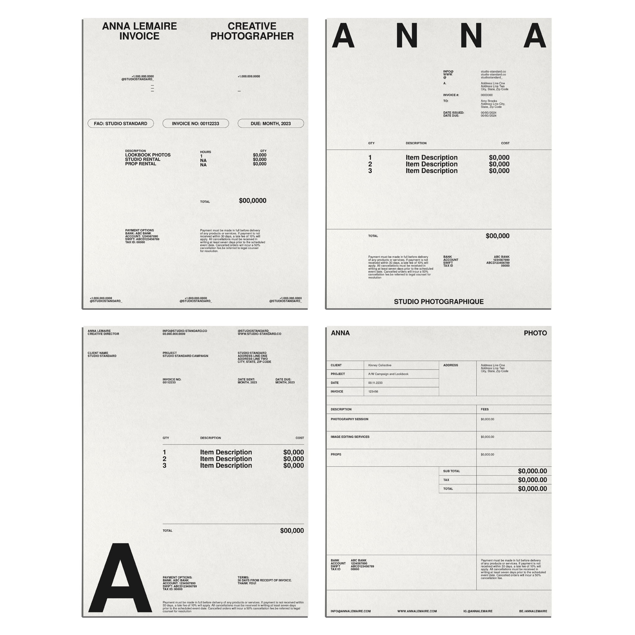 Photographer's Starter Kit: Invoices - Studio Standard