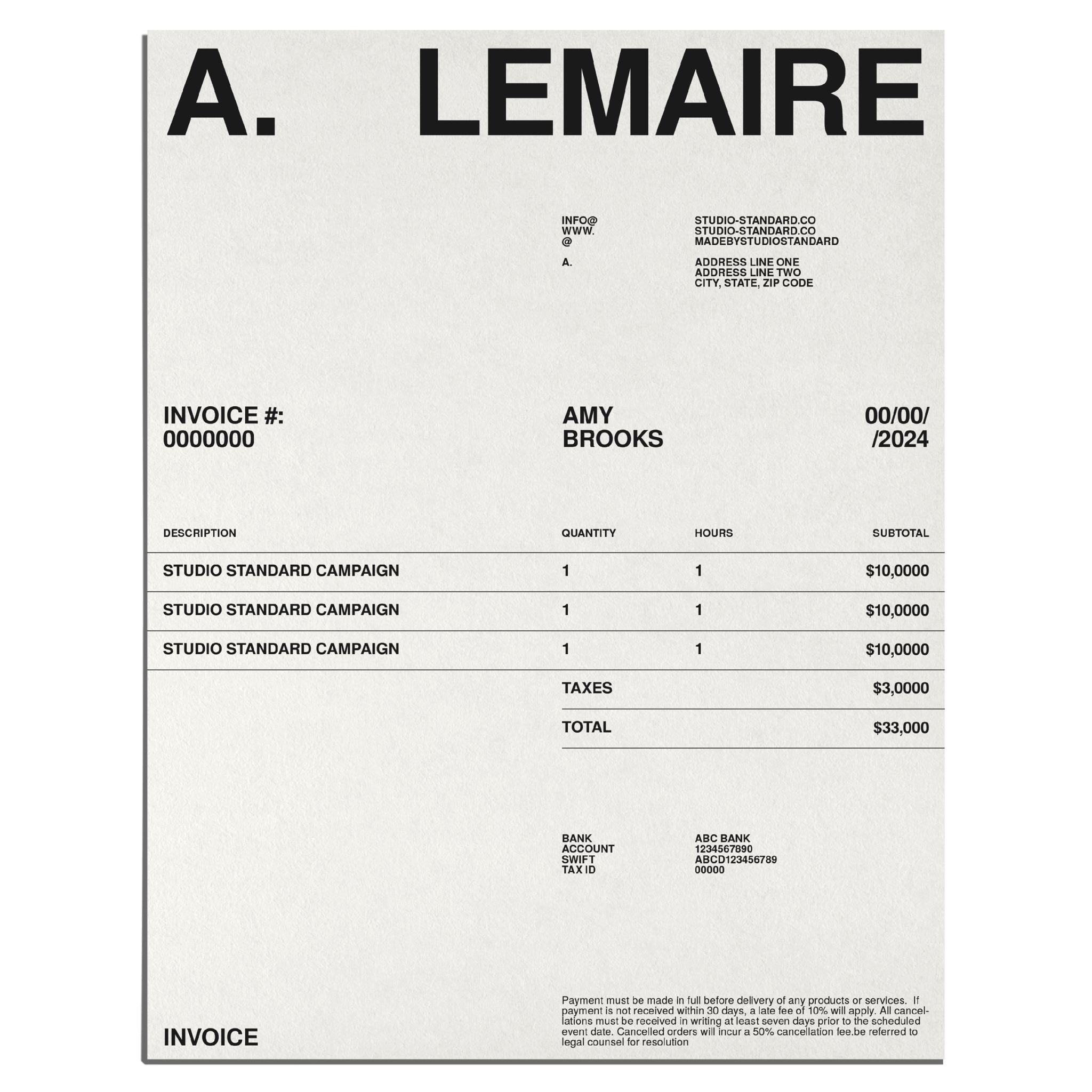 Photographer's Starter Kit: Invoices - Studio Standard